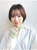大人ショートボブ前髪ありひし形丸み丸顔面長絶壁K20250112
