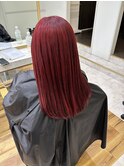 韓国風　レイヤーカット〔ダブルカラー×塩基性カラーレッド〕