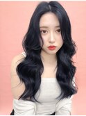 韓国/kpop/ディープブルー/ロングヘア/エクステ