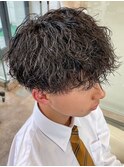 ビジネス◎ツイストパーマ×ツーブロック爽やか