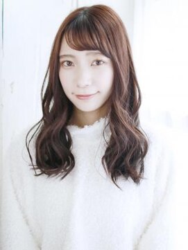 ヘアメイク ナル(hair make nalu) ツヤ感ボルドーカラーのミックスカールスタイル