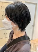 くびれショート/ボブ/丸顔/前髪あり/絶壁解消/20代/レイヤーボブ