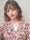 イヤリングカラー　ボブ　大人かわいい　フェザーバング