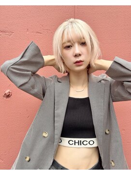 ミエル ヘア 新宿(miel hair) ハイトーンボブ☆ブリーチカラー　【新宿】