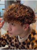 大分つよめプードルパーマメンズカット骨格矯正ラウンドマッシュ