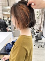 ステアケース ギンザセブン(stair:case ginza7)&nbsp;インナーカラーオレンジベージュ前下がりボブ