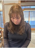 ロングパーマ透明感カラーハイトーンカラーニュアンスパーマ