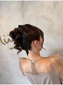 編み込みアップスタイルヘアセットヘアアレンジブライダルヘア