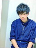 サイドパートフェードカットかき上げヘアニュアンスマッシュ