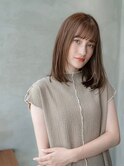 大人かわいい前髪セシルカットココアブラウンフリンジウェーブ
