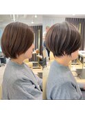 ショートボブ髪型20代30代40代50代前髪あり前髪なし面長【橋本】