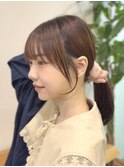 顔まわりカット/レイヤーカット/韓国/ロングヘア/グレージュ