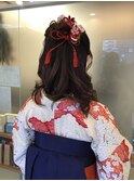 巻き髪＆ハーフアップ