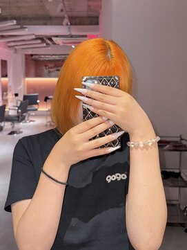 ダズリングディア(Dazzling Deer) オレンジ/ボブ/ブリーチ/大人ボブ／ハイトーン／リタッチ/学割