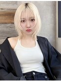 ブロンド×ハッシュカット×垢抜け ウルフカット t329