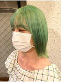 ダブルカラーグリーンベージュカラーケアブリーチ韓国ハイトーン
