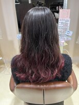 アズール 草加(azule)&nbsp;グラデーションカラー　レッド　ゆるふわロング　【草加】