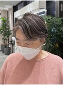 白髪ぼかし立体感カラーハイライトローライト　大人ショート