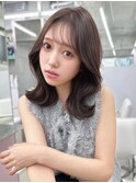 大人ガーリー＊薄め前髪で垢抜ける上品韓国くびれミディアム