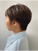 20代30代夏◎暗髪カラーレイヤーボブパーマ小顔ショート