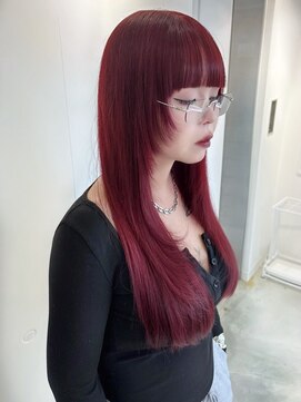 ユーフォリア 新宿通り(Euphoria) 顔周りレイヤー/レッドカラー/ブリーチ1回/韓国ヘア/10代20代