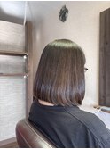 うるツヤ髪質改善ストレートボブスタイル透明感グレーブラウン