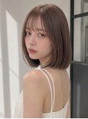 サイドバングミルクティーベージュくびれボブオリーブベージュ☆