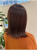 10月　外ハネボブ/ペールベージュ/セクションカラー/前髪