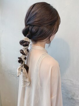 アルウ(Aru) ロープ編み×スカーフアレンジ