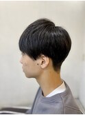 MEN'S HAIR束感ショートマッシュパーマアッシュブラック