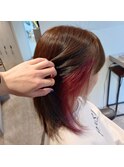 20代30代40代ストレートインナーカラーピンクアッシュ美肌