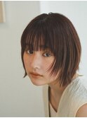 切りっぱなしショートボブフェイスレイヤーオレンジブラウン