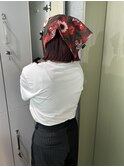 外はねボブ ワイドバング レイヤー ブリーチなしカラー