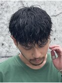 ルーズパーマシャドウパーマ波巻きパーマ刈り上げ束感マッシュ