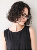 原宿ボブパーマ切りっぱなしボブミニボブスパイラルパーマ30代