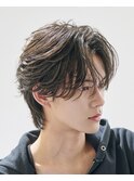 メンズニュアンスパーマ×センターパート