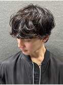 ダークアッシュ ニュアンスパーマ 韓国マッシュ ショート