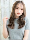 ◆小顔ワンレンロングヘア／ネビージュカラー/黒髪でもok