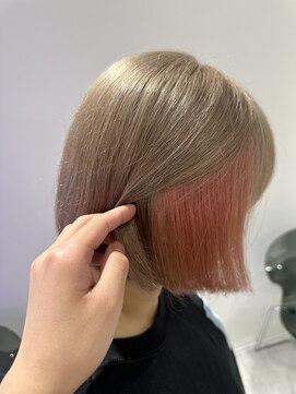 プライズ 成増店(prize) ベージュ×ピンクイヤリングカラーダブルカラー成増