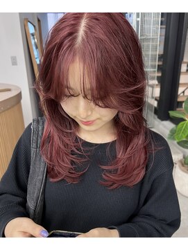 ワインレッド/レイヤーカット