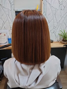 ヘアーカルチャー 小倉台店 HAIR CULTURE ミディアムストレート艶髪ショートボブオレンジブラウン