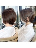 30代、40代/丸みくびれショートボブ×白髪染めハイライト/大宮