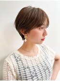 大人ショート 前髪あり丸みひし形 丸顔面長エラ張り絶壁 A0222
