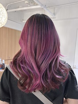 アンドビューティフル 恵比寿(andbeautiful) ピンク×バイオレットのハイライトデザインカラー