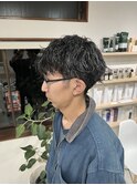 ツイストスパイラルパーマ×メッシュキャップハイライト