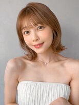 艶感フェミニンロングワンカールサイドバングメルティカラー