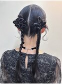 結婚式お呼ばれヘア◆ツインヘアツインアレンジタイトツイン夏
