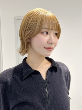 大人ボブ/くびれボブ/切りっぱなしボブ/ミルクティーベージュ