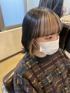 サンドレオ 新宿店(sand Leo) 顔周りカット/縮毛矯正/ダークブラウン/コーラルピンク