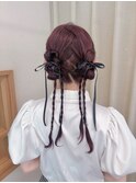 ツインアレンジ ヘアセット ロングヘア